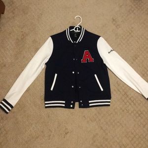 Blue and white “varsity” jacket